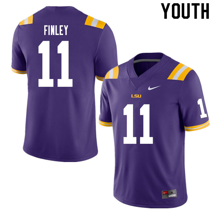 Youth #11 TJ Finley LSU Tigers College Football Jerseys Sale-Purple